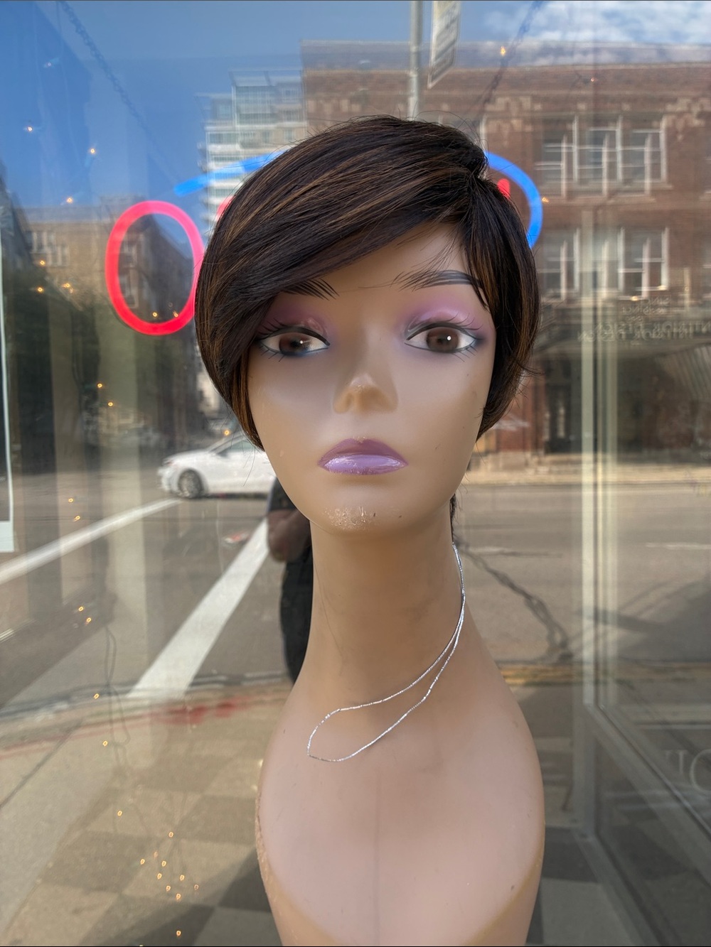 Short Brunette Pixie Wig - Brown Highlighted Women's Hair